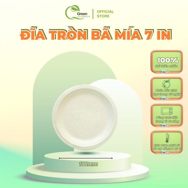 [50 ĐĨA] Đĩa Bã Mía phân hủy Sinh học QGreen (Đĩa Oval 6.5in, Đĩa tròn 7 in, 9in) - Hình ảnh 4