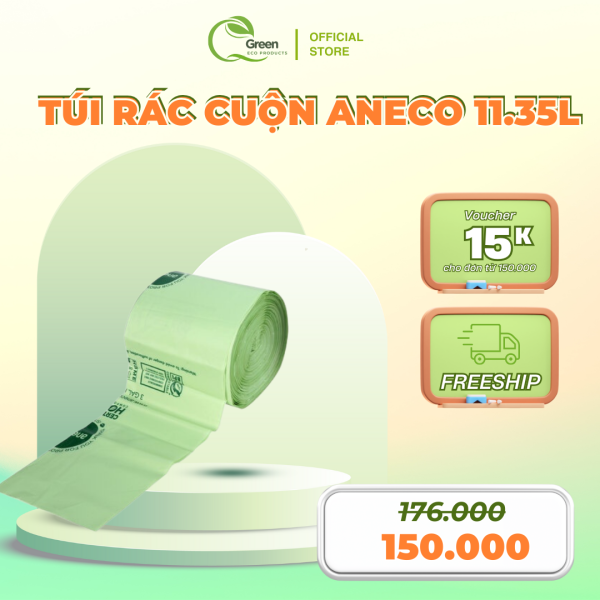 Hộp túi rác cuộn ANECO 11.35 lít – Phân hủy hoàn toàn trong 6 tháng đến 1 năm