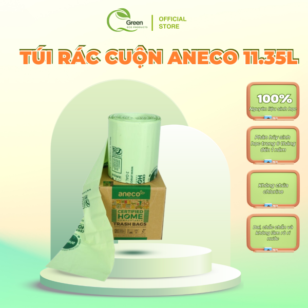 Hộp túi rác cuộn ANECO 11.35 lít – Phân hủy hoàn toàn trong 6 tháng đến 1 năm - Hình ảnh 4
