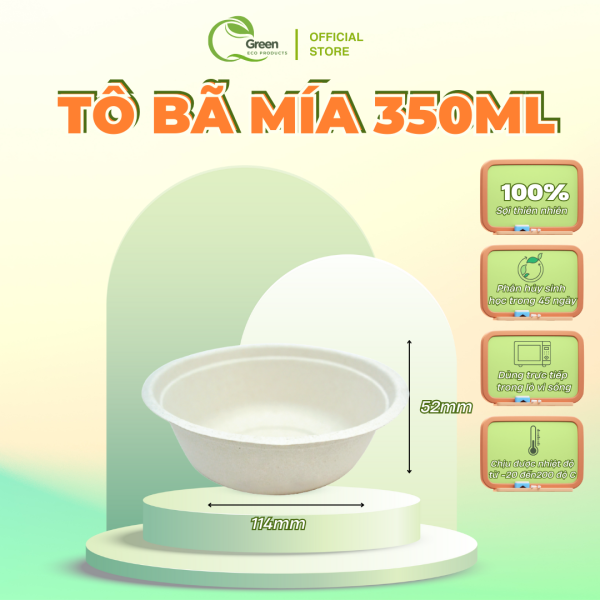 [50 TÔ] Tô bã mía phân hủy Sinh học QGreen (350ml, 500ml và 850ml) - Hình ảnh 2