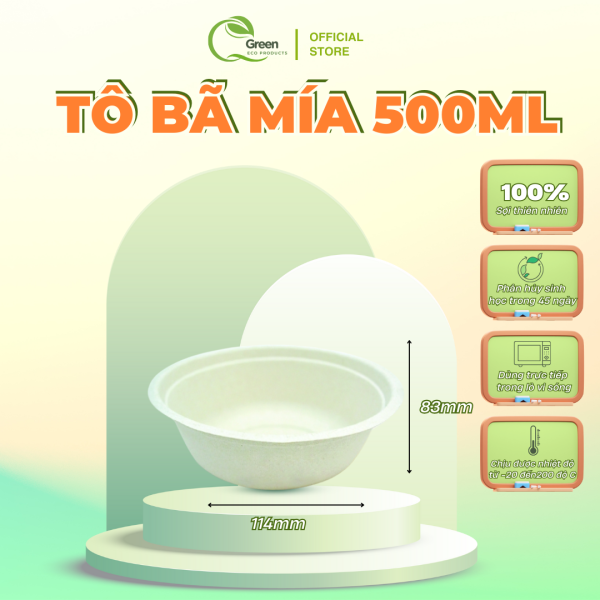 [50 TÔ] Tô bã mía phân hủy Sinh học QGreen (350ml, 500ml và 850ml) - Hình ảnh 3