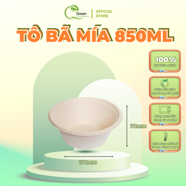 [50 TÔ] Tô bã mía phân hủy Sinh học QGreen (350ml, 500ml và 850ml) - Hình ảnh 4